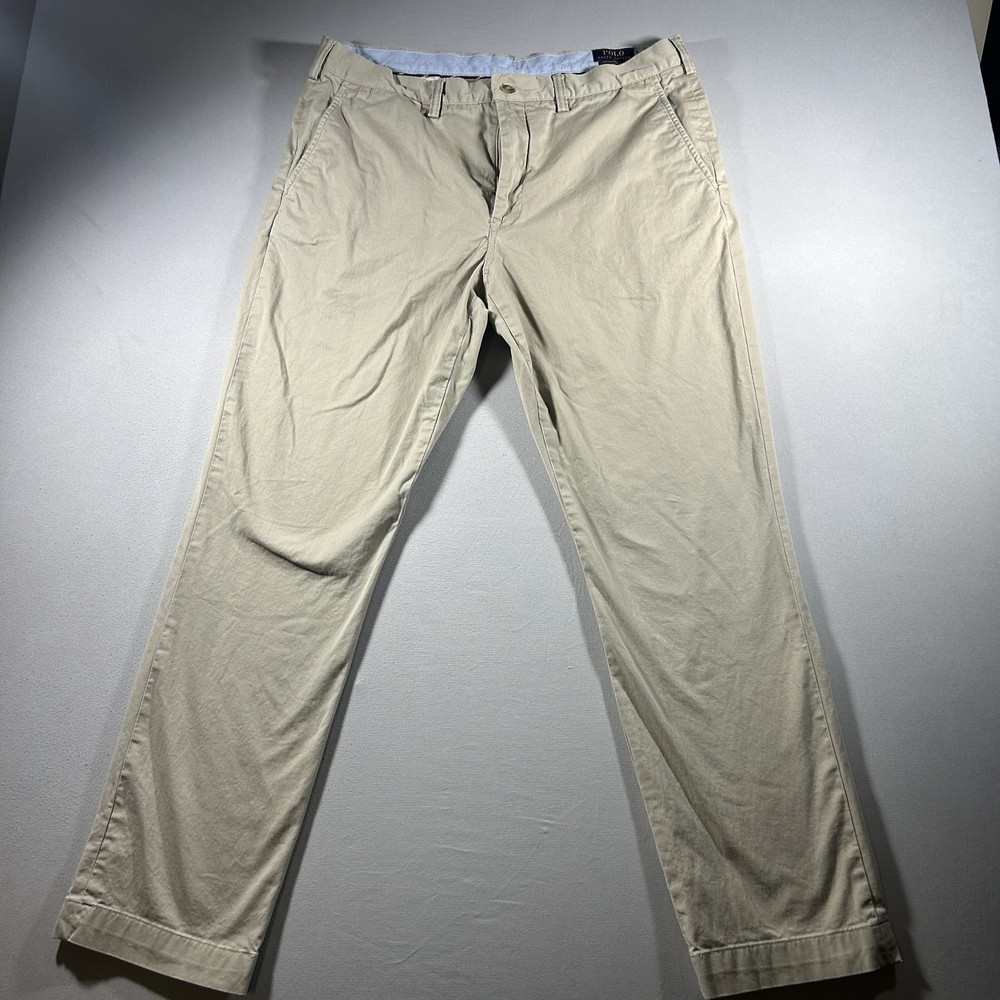 Mens Polo Ralph Lauren Chino Pants Khaki Stretch Straight Fit 38x32