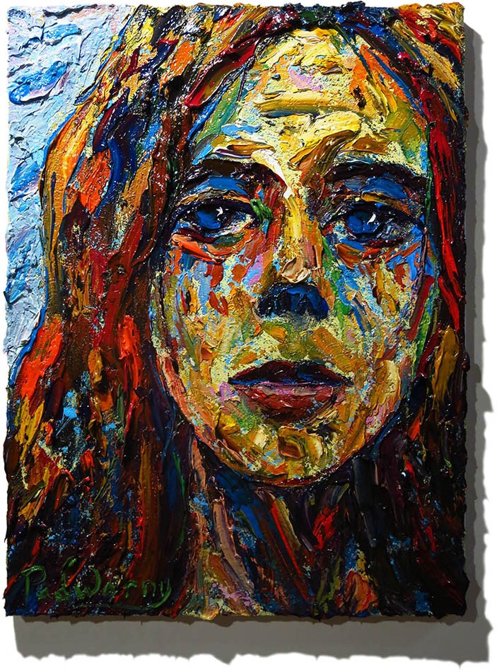 Modern Woman Girl Art Signed Female Oil Painting Abstract Portrait Vintage Deco