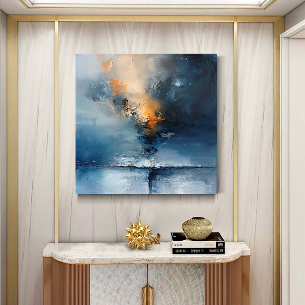 Sea Abstract Oil Painting Thick Textured Hand Painted On Canvas Wall Art 31in