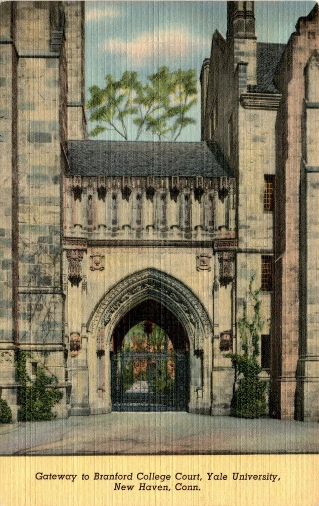 Branford College Court, Yale University, New Haven, Conn, Samuel Postcard