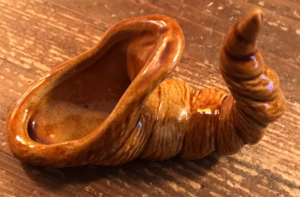 Vintage Ceramic Cornucopia Table Decoration Fall Thanksgiving Orange Brown