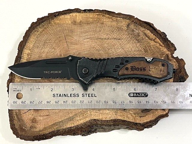 TAC-Force Stainless Steel Tactical Knife with BOSS Engraving - Like New