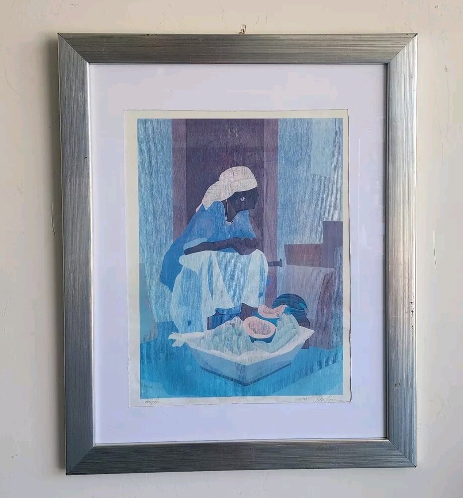 Peter Lynn Silkscreen Serigraph Print Market Original Art Signed Framed 32