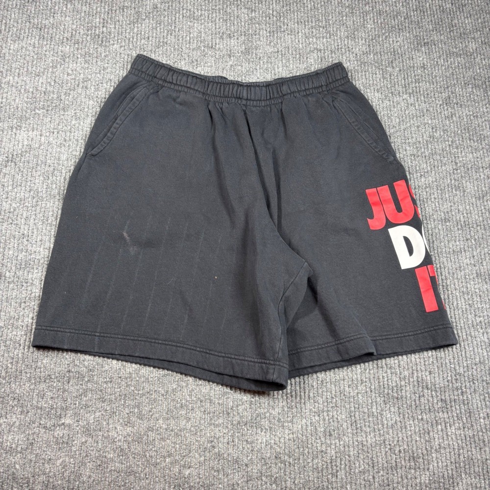 Nike Shorts Men's XL Just Do It Fleece Black CJ4780-010 Graphic Sweat Shorts