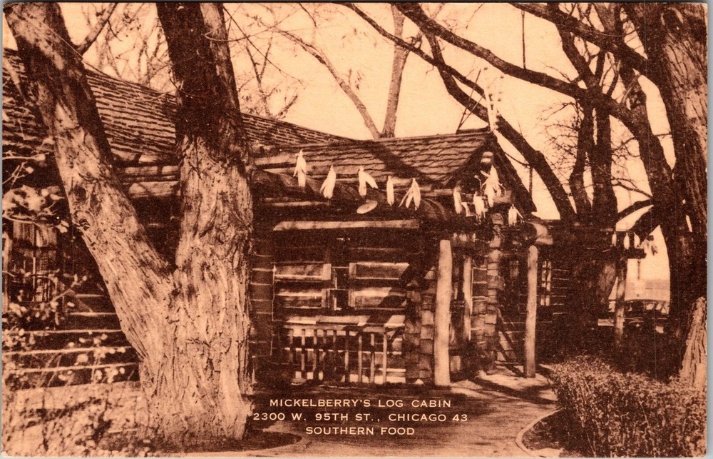 Chicago IL-Illinois, Mickelberry's Log Cabin, Outside, Vintage Postcard