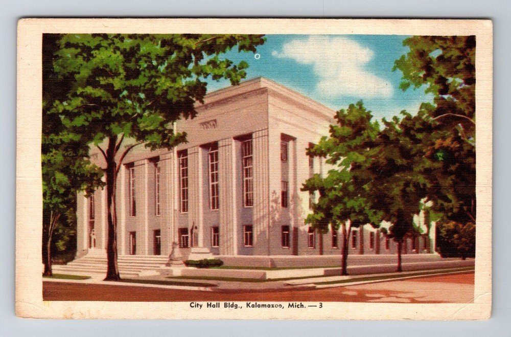 Kalamazoo MI-Michigan, City Hall Building, Vintage Postcard