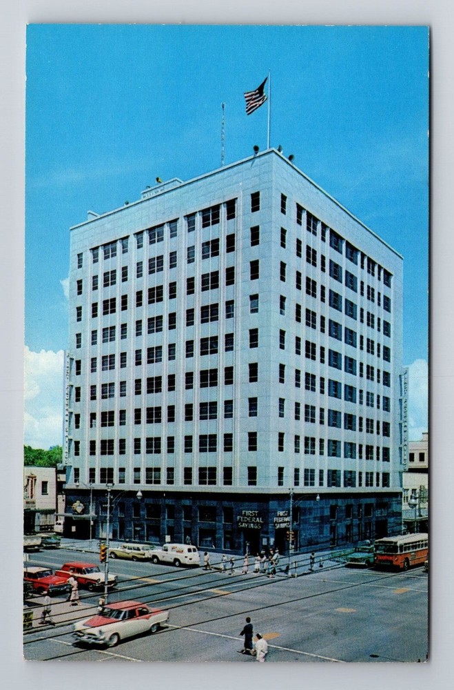 St Petersburg FL-Florida, First Federal Blue Building, Antique Vintage Postcard
