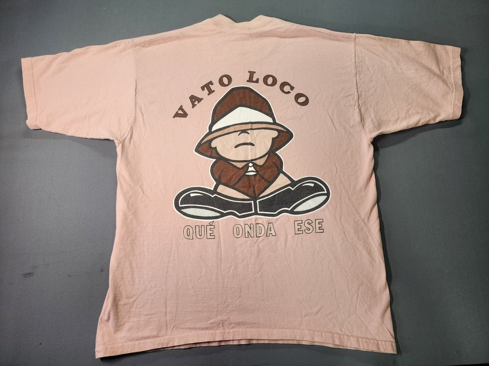 Vtg Vato Loco Shirt Mens Large L Pink 90s Mexico Chicano Hip Hop Rap Tee Homies