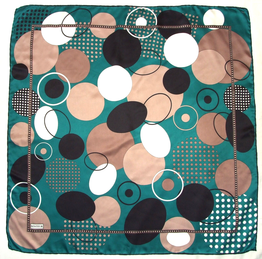 SENTEUR Satin Scarf 32 Inch Mod Polka Dot Hijab in Green Brown Beige Black White