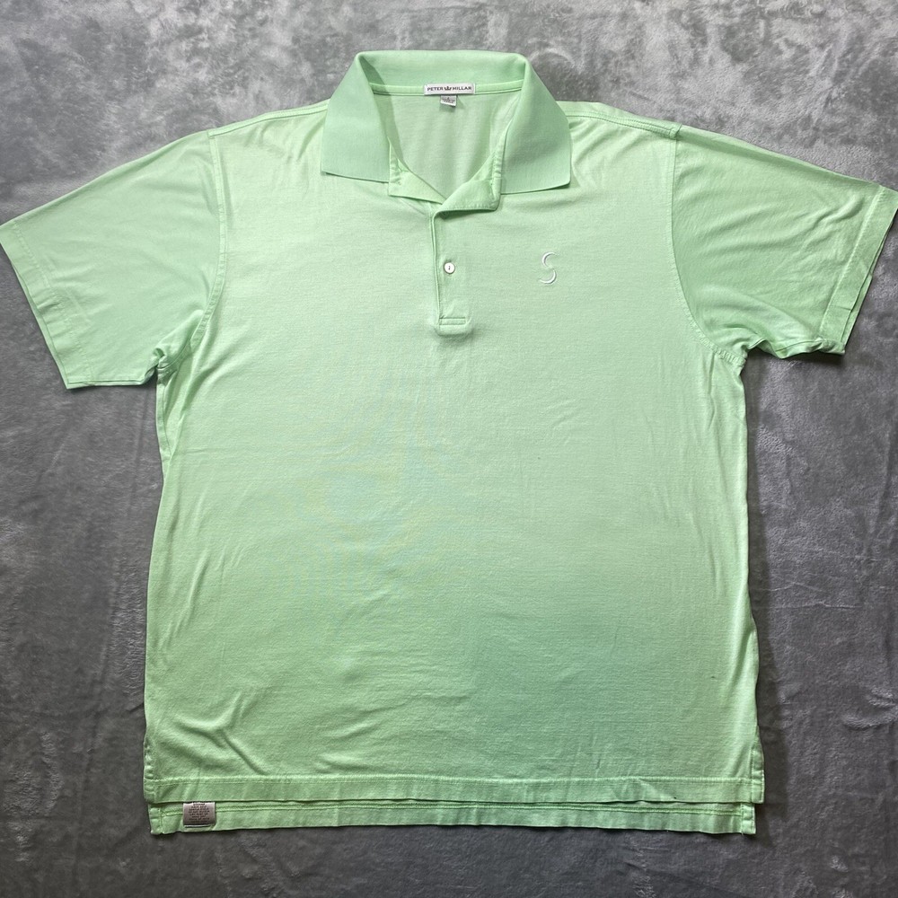 Peter Millar Mens Mint Green Short Sleeve Golf Embroidered Polo Shirt Size Large