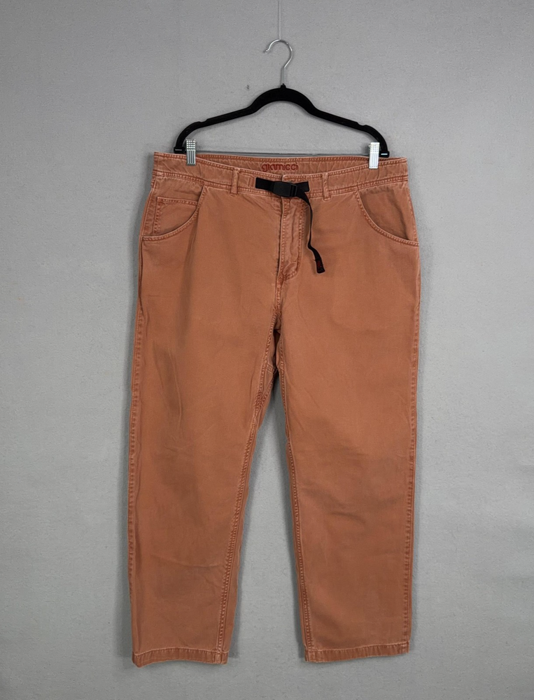 Gramicci Pants Mens 40x30 Orange Cotton Twill Belted Hiking Adjustable Waist
