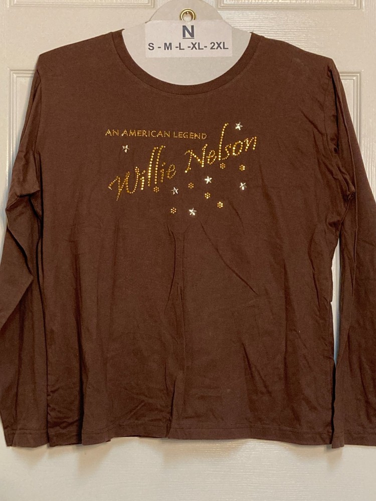 Willie Nelson original American Legend long sleeve womens tee brown sze XL