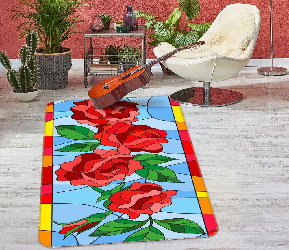 3D Rose Petals ZHUC432 Game Non Slip Carpet Mat Photo Carpet Amy