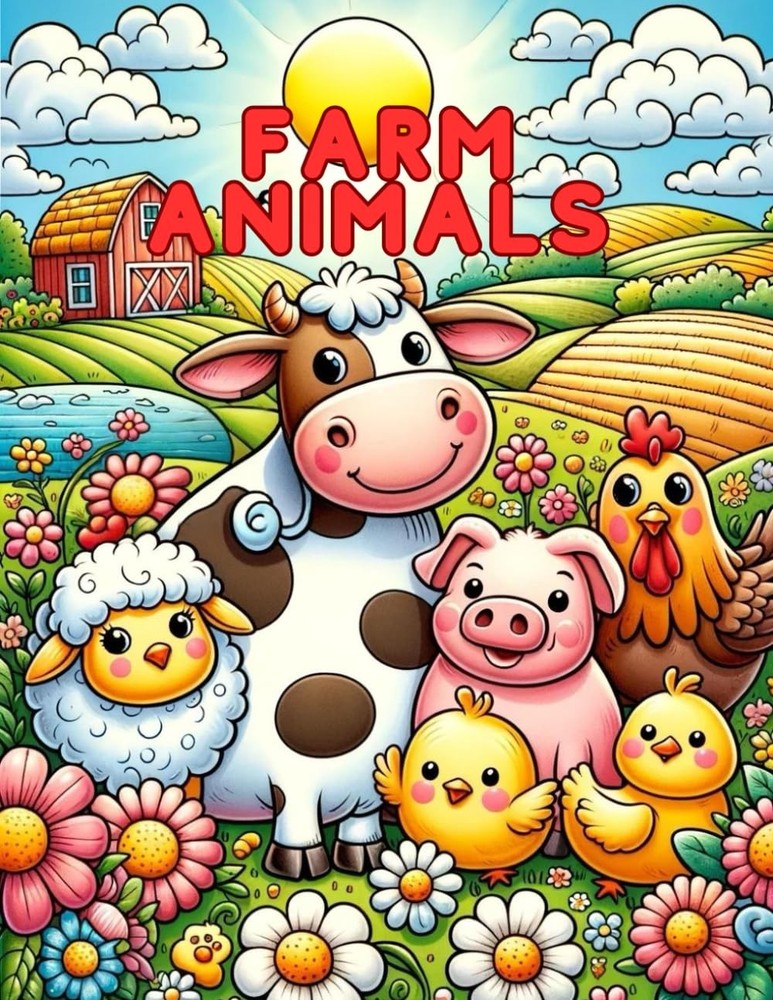 Farm animals: a joyful coloring book for kids 3-5 years old