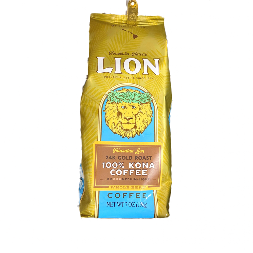 Lion Coffee Hawaiian 24k Gold Roast 100% Kona Whole Bean 7 oz