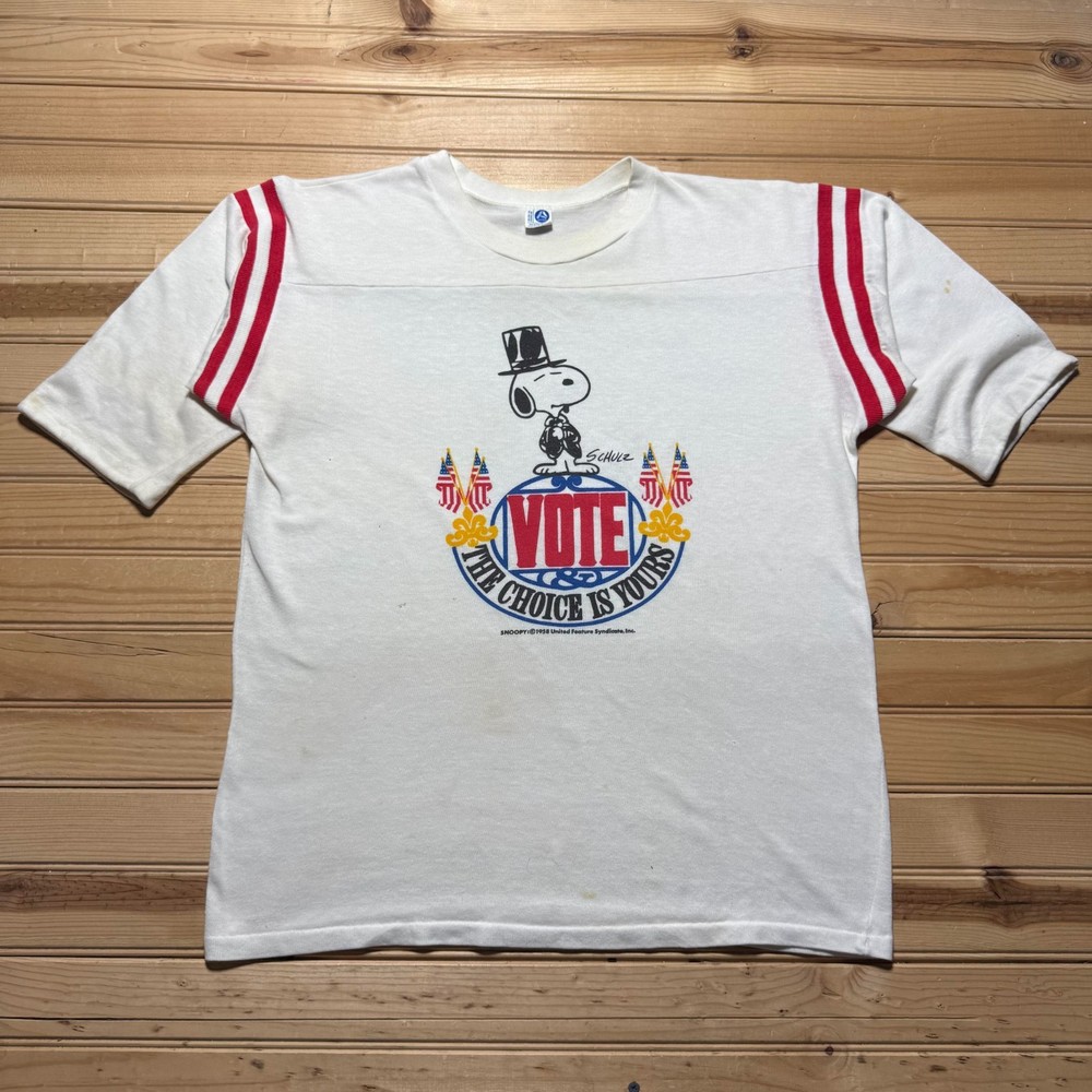 Vintage 80s Snoopy Peanuts Charles Schulz Vote The Choice Is Yours Shirt XL