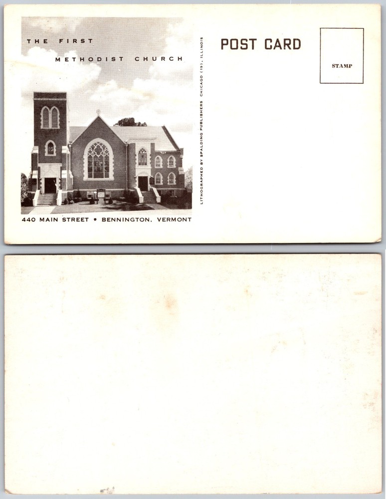 First Methodist Church Bennington VT Postcard