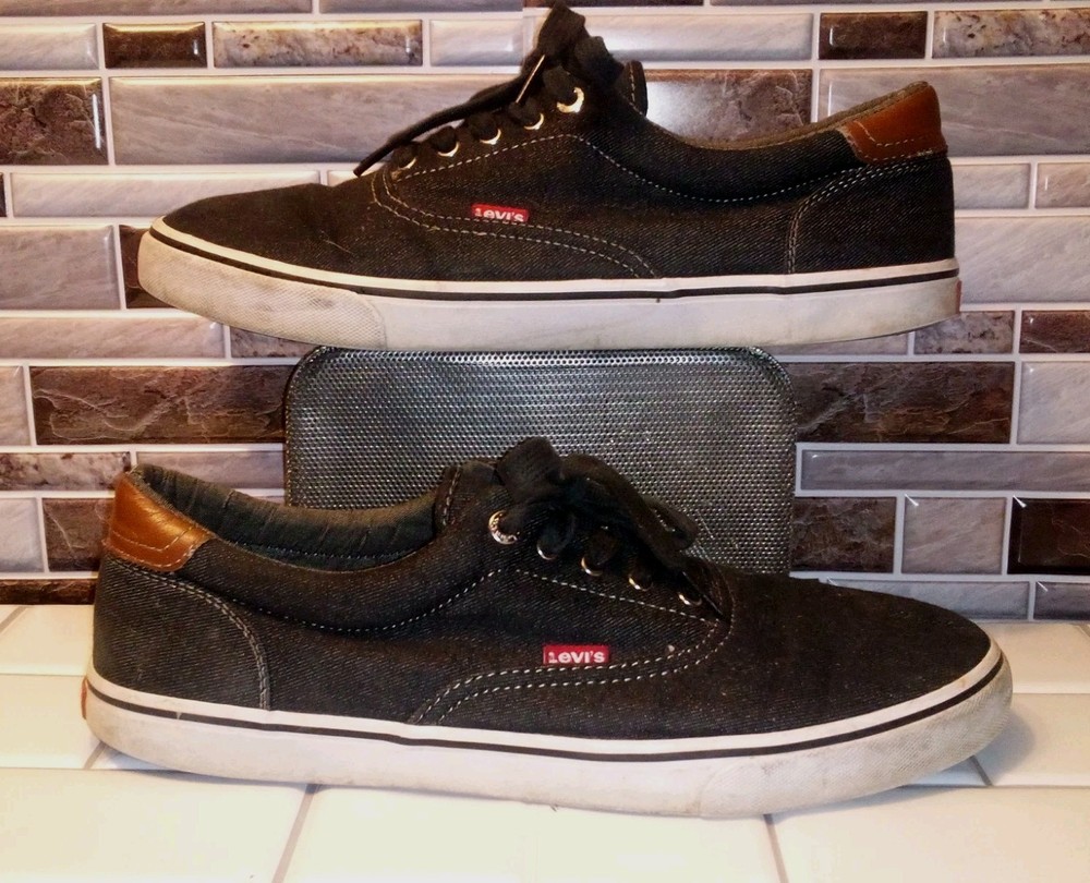 Levi's Mens Black Canvas Lace Up Sneakers Size 12 Casual Low top Shoes 51764841A