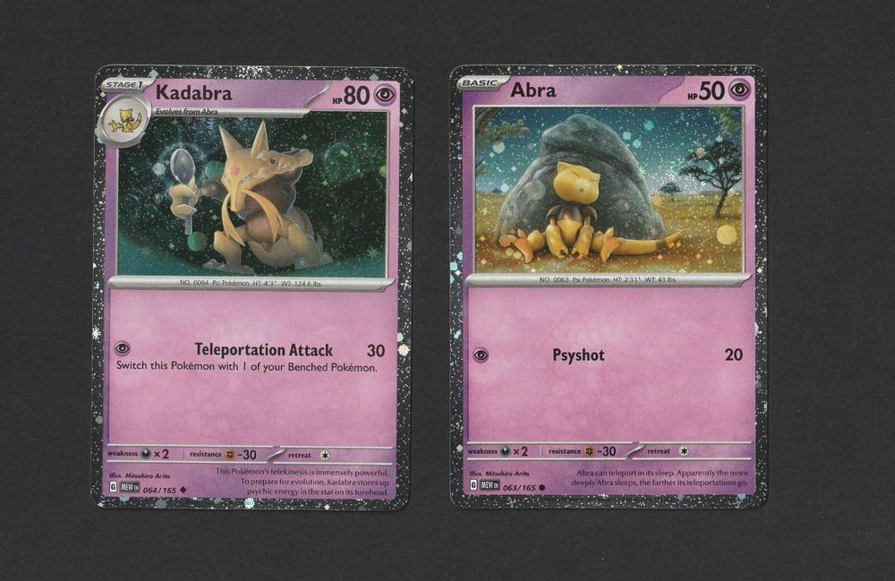 Abra Kadabra Pokemon Card Collection Set of 2 Cosmos Holo Rare 151 NM-image