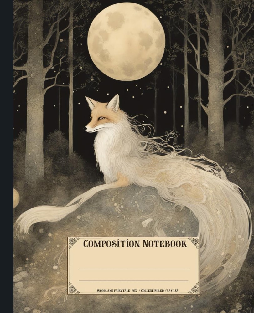 Composition Notebook. Woodland fairytale fox: Vintage whimsical forest animal th