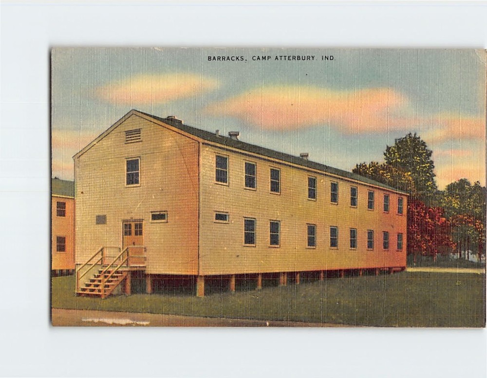 Postcard Barracks Camp Atterbury Indiana USA