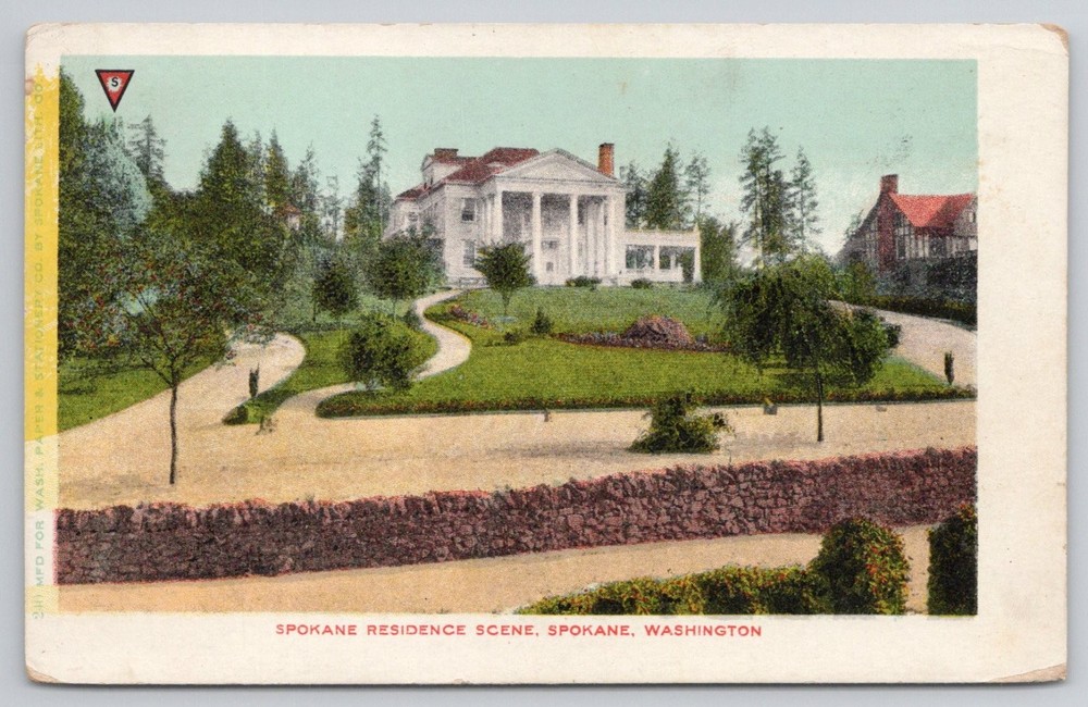 Spokane, Washington Residence Scene - Grand Mansion Postcard c1910s