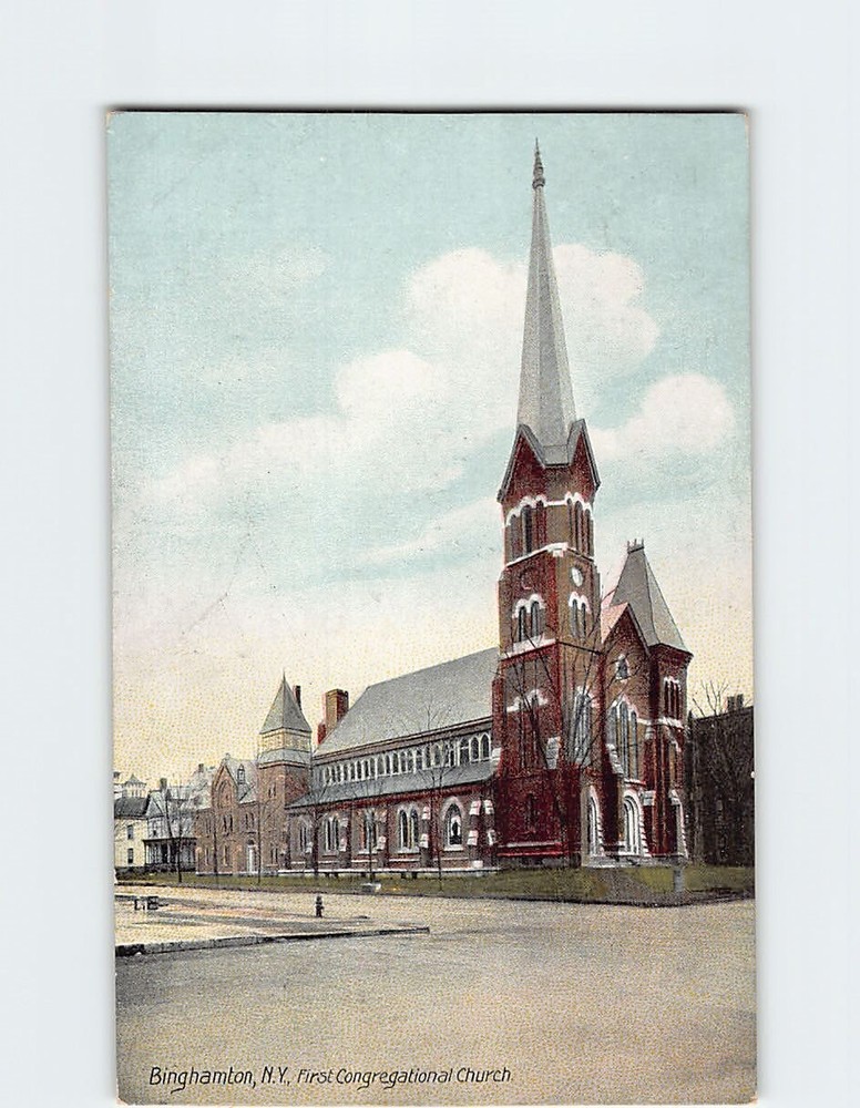 Postcard First Congregational Church Binghamton NY
