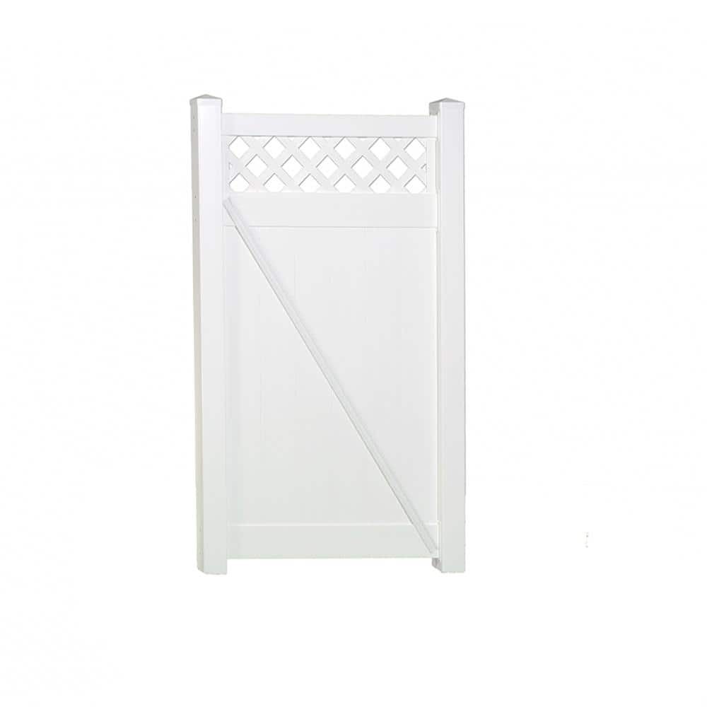 Glenshire 3.5ft W x 6ft H White Vinyl Privacy Lattice Top Fence Gate Kit