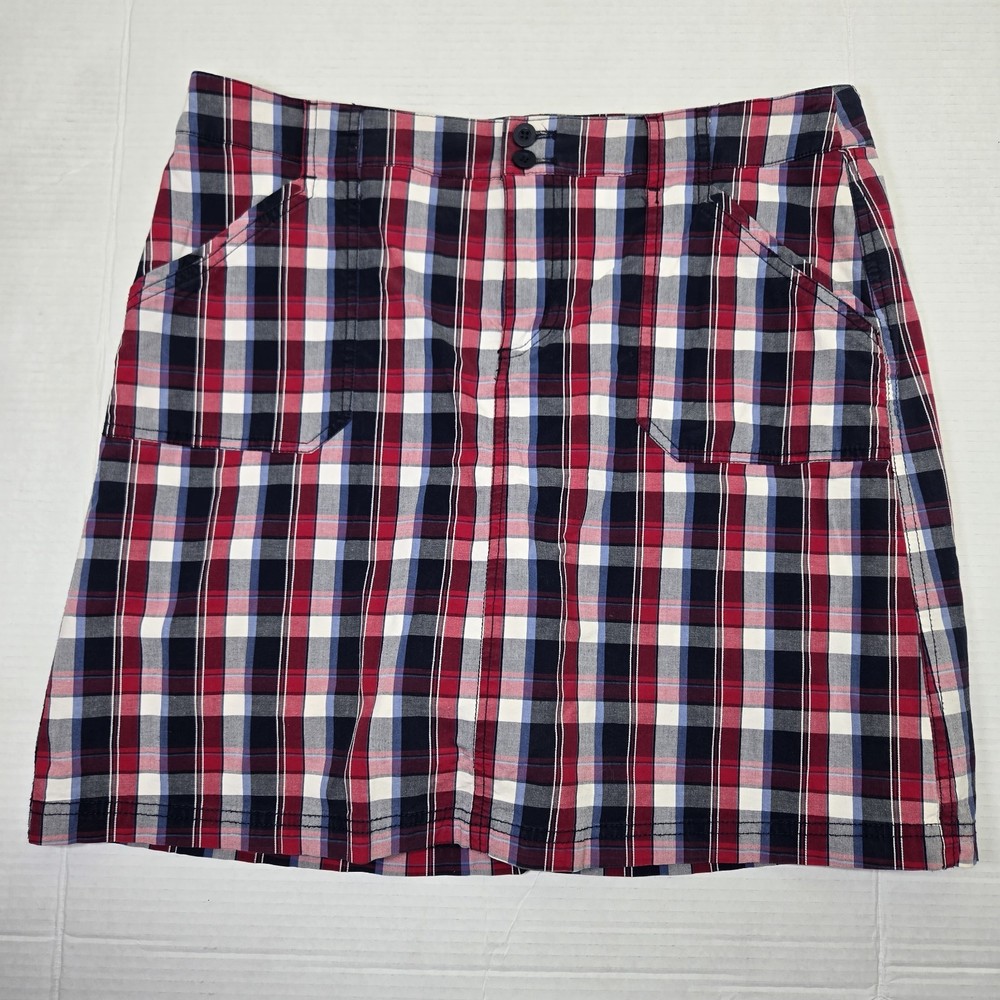 Christopher Banks Plaid Skort (Skirt & Short) Red Black Women's Size 12 Pockets