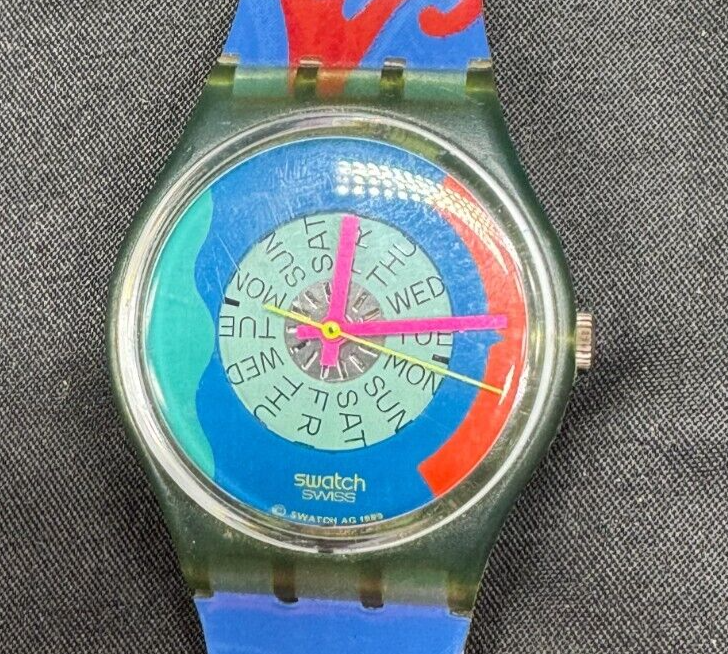 Vintage 1990 Swatch Gent PASSION FLOWER GN703 -Needs Battery