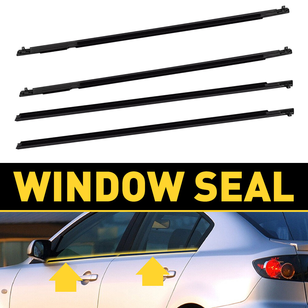 4X Weatherstrip Moulding Window Trim Seal For Mazda3 BK Sedan 2004-2009 2005