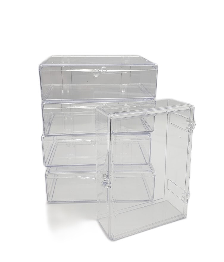 (Pack of 5) 50-Card Size Hinged Plastic Box For Trading Cards Snap Closure