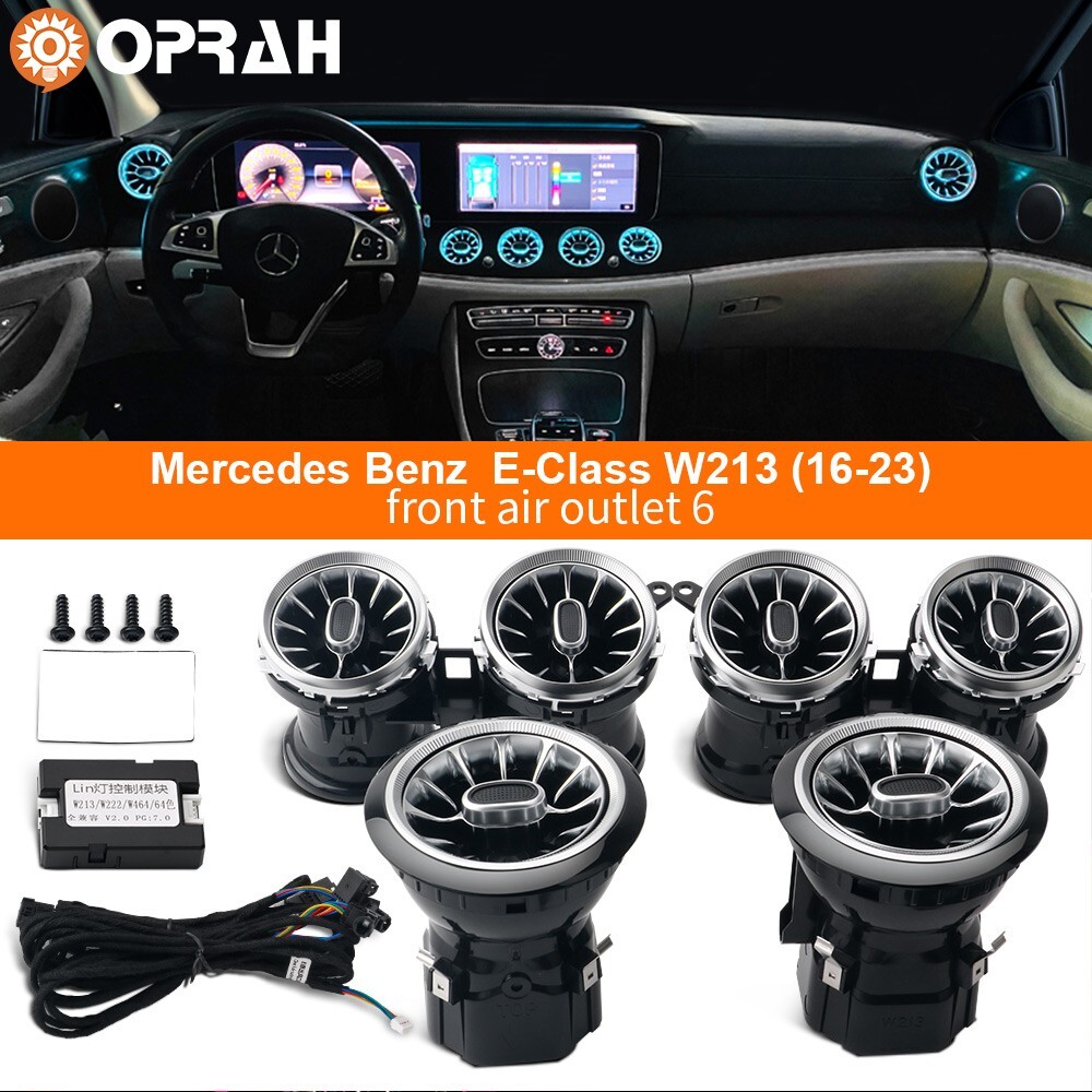 6pc 64-Color LED Ambient Air Vent Lights for Mercedes Benz E-Class W213
