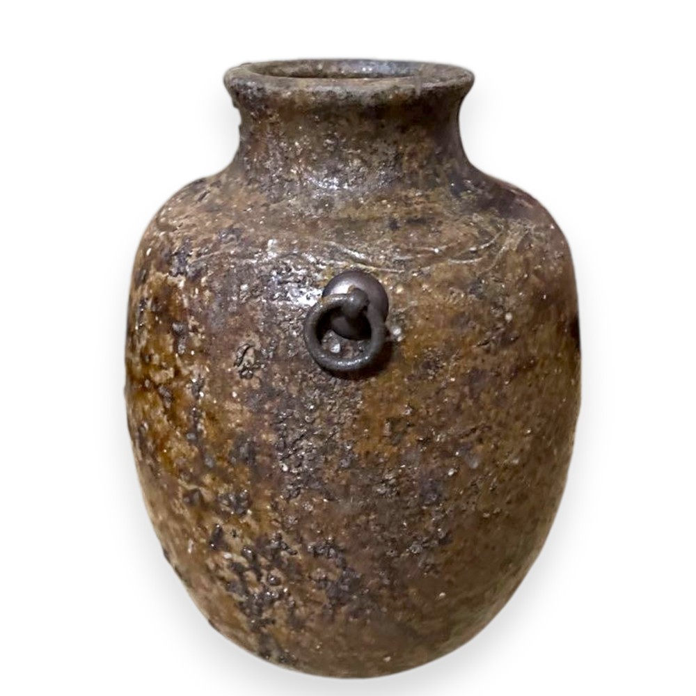 Bizen Vase Wall Hanging Japanese Vintage Pottery Flower Jar Vessel Rustic 5.7 in