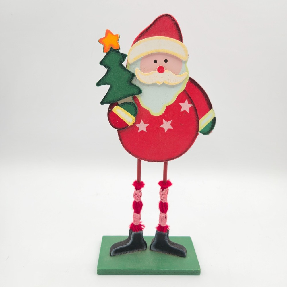 Wooden Christmas Santa Standing Decor 10in Rustic Holiday Tabletop Accent-image