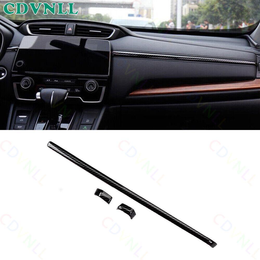 Central Console Dashboard Panel Strip 3* For Honda CRV 2017-22 ABS Carbon Fiber