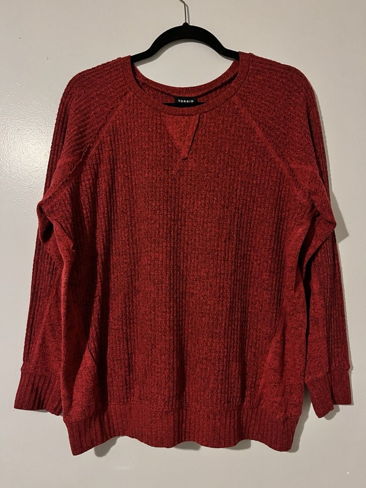 Torrid Woman’s Red Knit Long Sleeve Top Size 0 -Large-