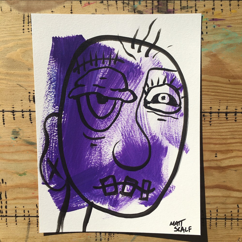 Matt Scalf Face Abstract Street Pop Art Graffiti ORIGINAL PAINTING 9x12 Modern