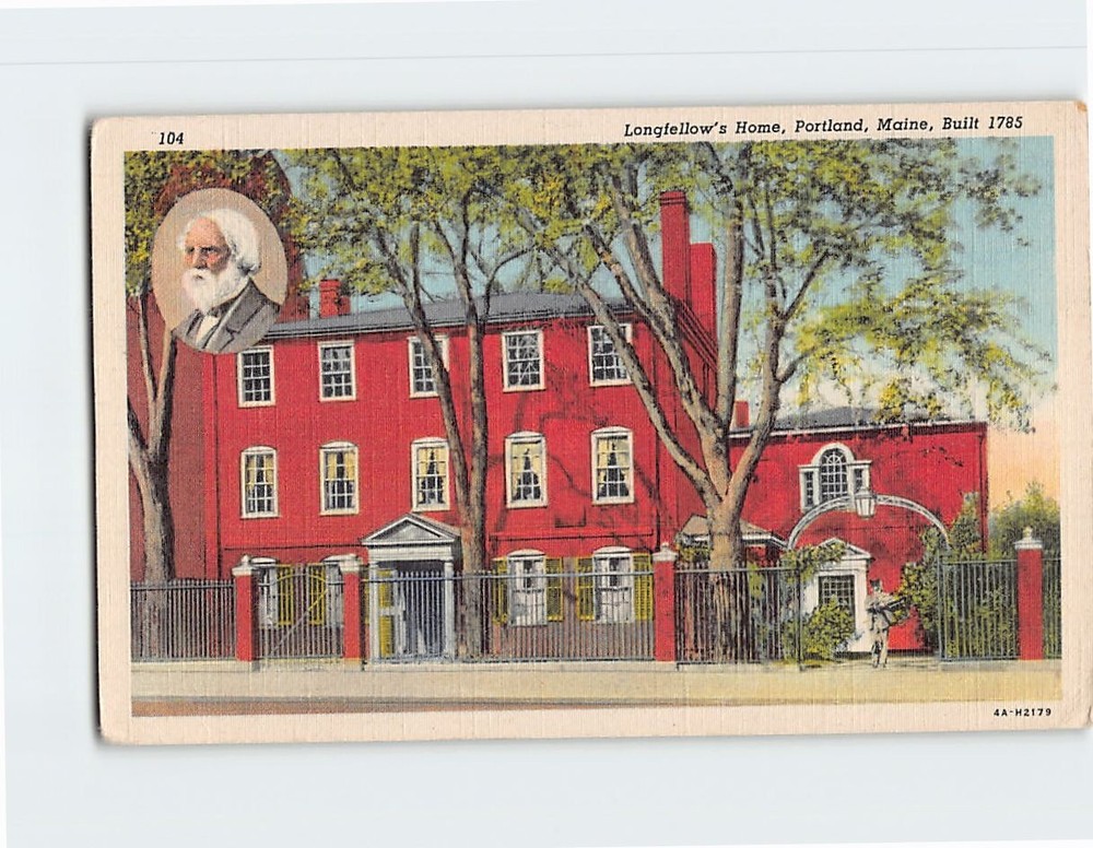 Postcard Longfellows Home Portland Maine USA