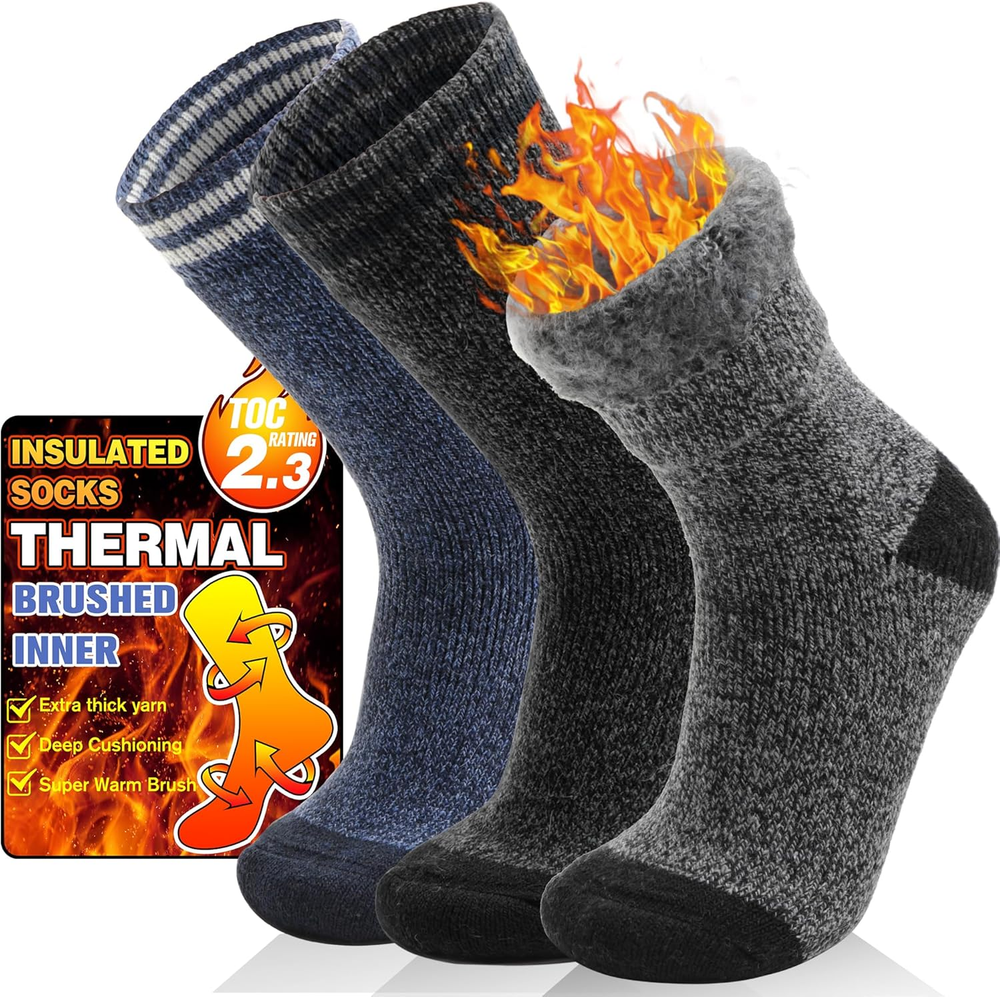 3 Pairs Winter Thermal Socks for Men & Women Warm Winter Ski Thick Boot Insulate