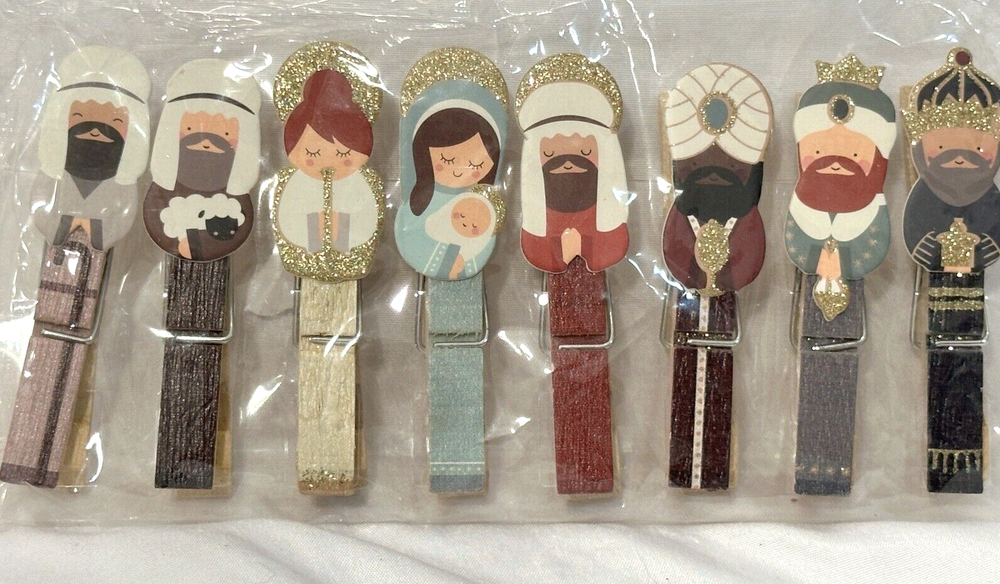 Nativity Set Of 8 Wood Clothes Pins By Sheffield Home New In Package