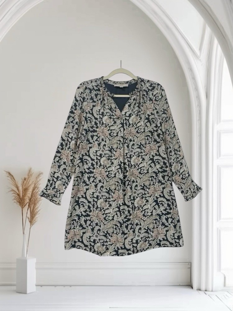 Loft Women’s Floral Paisley Print Shirt Dress Size XS Petite Holiday Chic