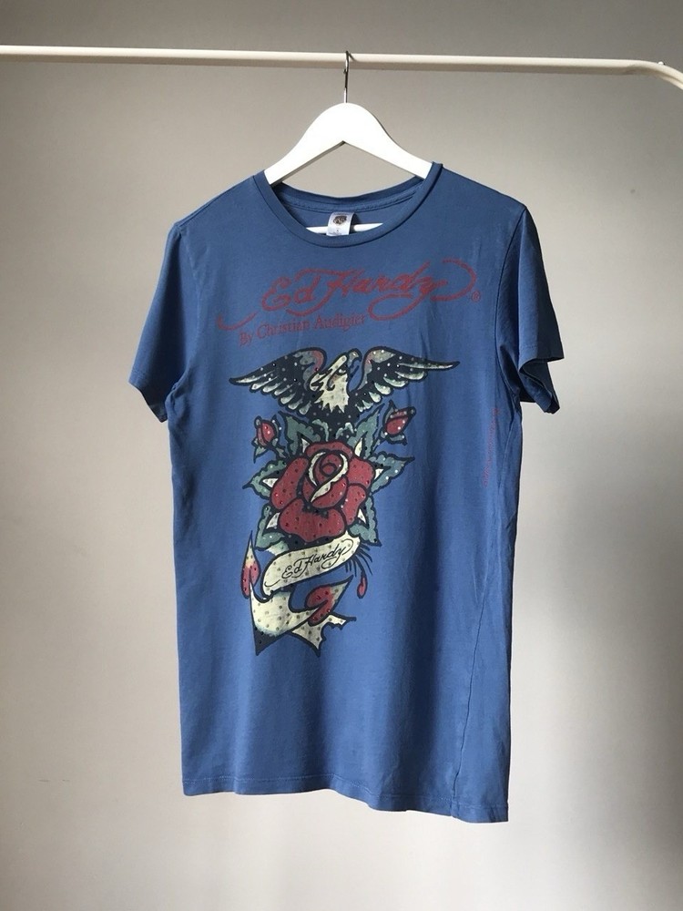 Ed Hardy by Christian Audigier Vintage Y2k Tattoo Graphic Short Sleeve T-shirt L