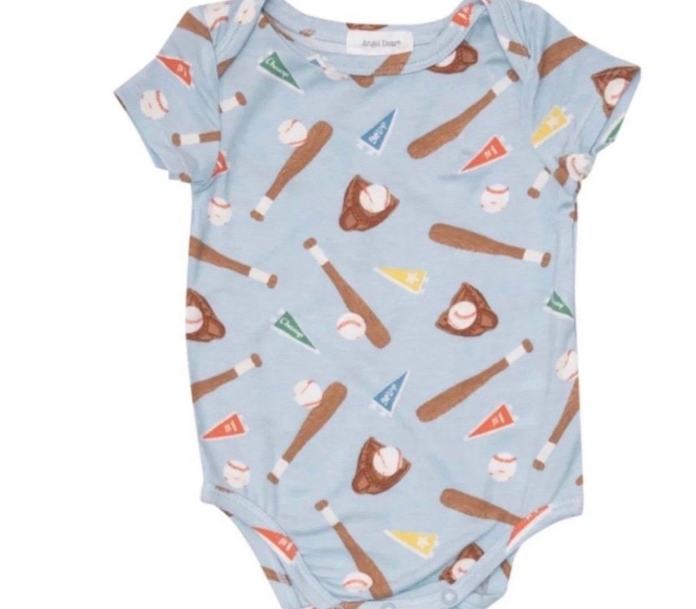 NWT Angel Dear baseball print bodysuit 12-18 mo
