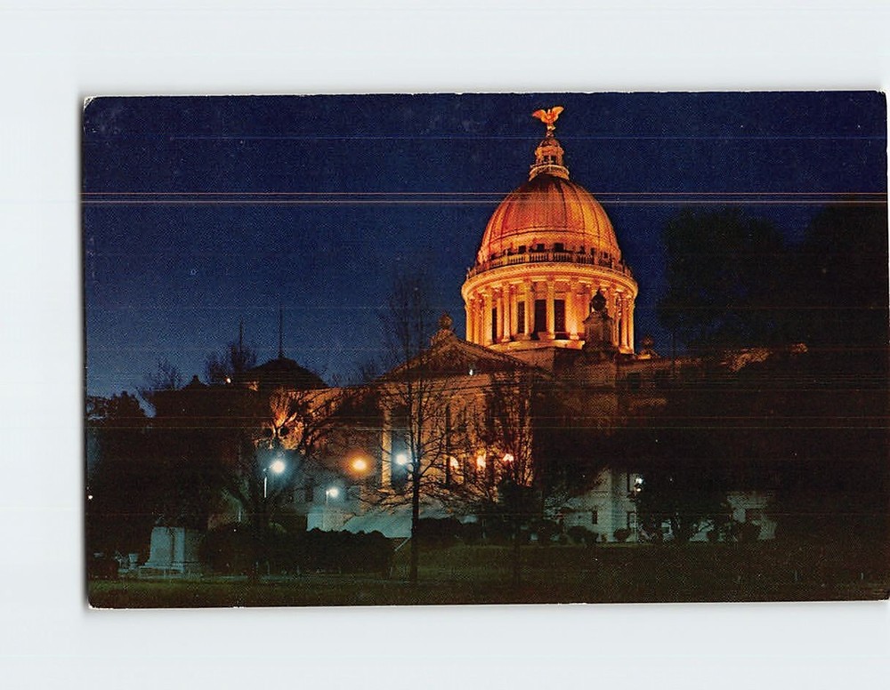 Postcard State Capitol At Night Jackson Mississippi USA