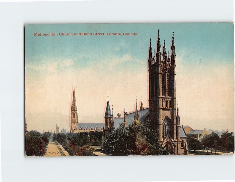 Postcard Metropolitan Church and Bond Street Toronto Canada