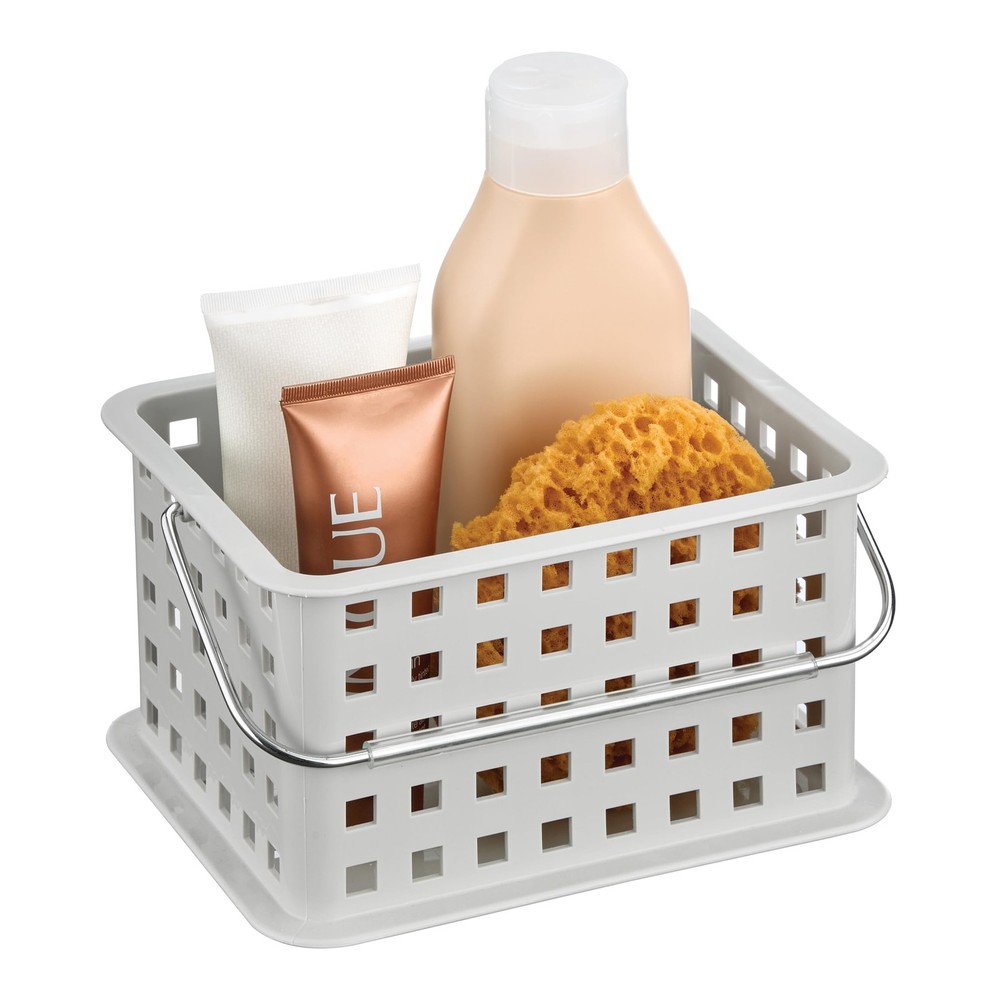 Shower Caddy Basket Handle Light Gray iDesign 61226 Made USA Bathroom College