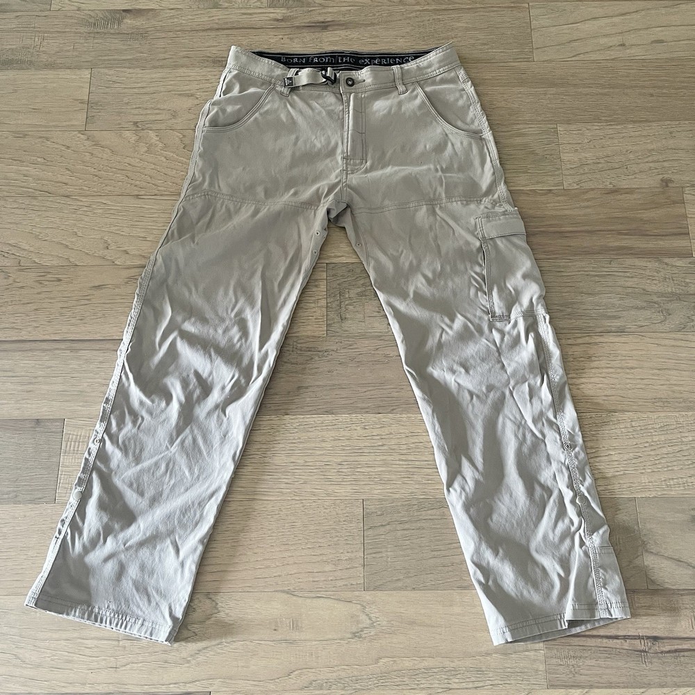 Prana Stretch Zion Pants Mens 32x30 Khaki Nylon Hiking Outdoor M4ST32116