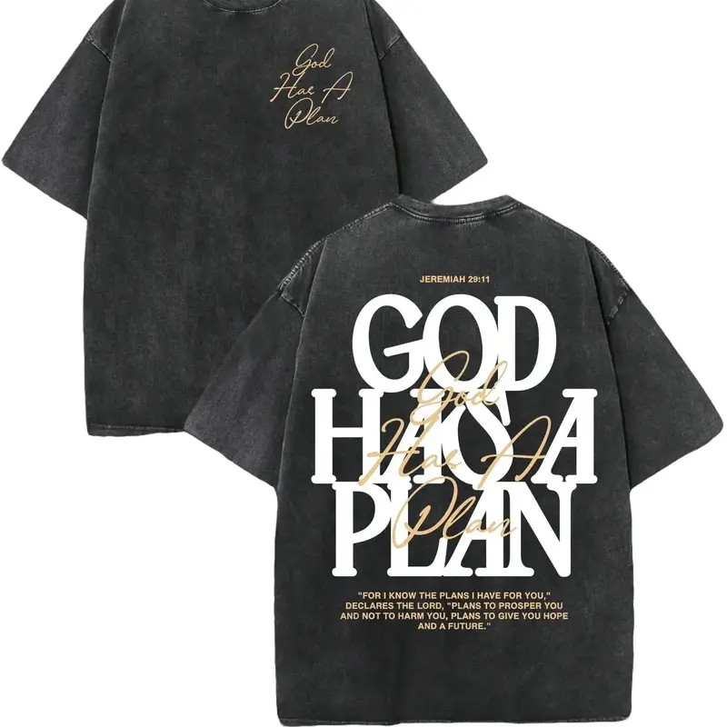 Vintage God Has a Plan T shirt, Heavyweight Christian Graphic Cotton Tee