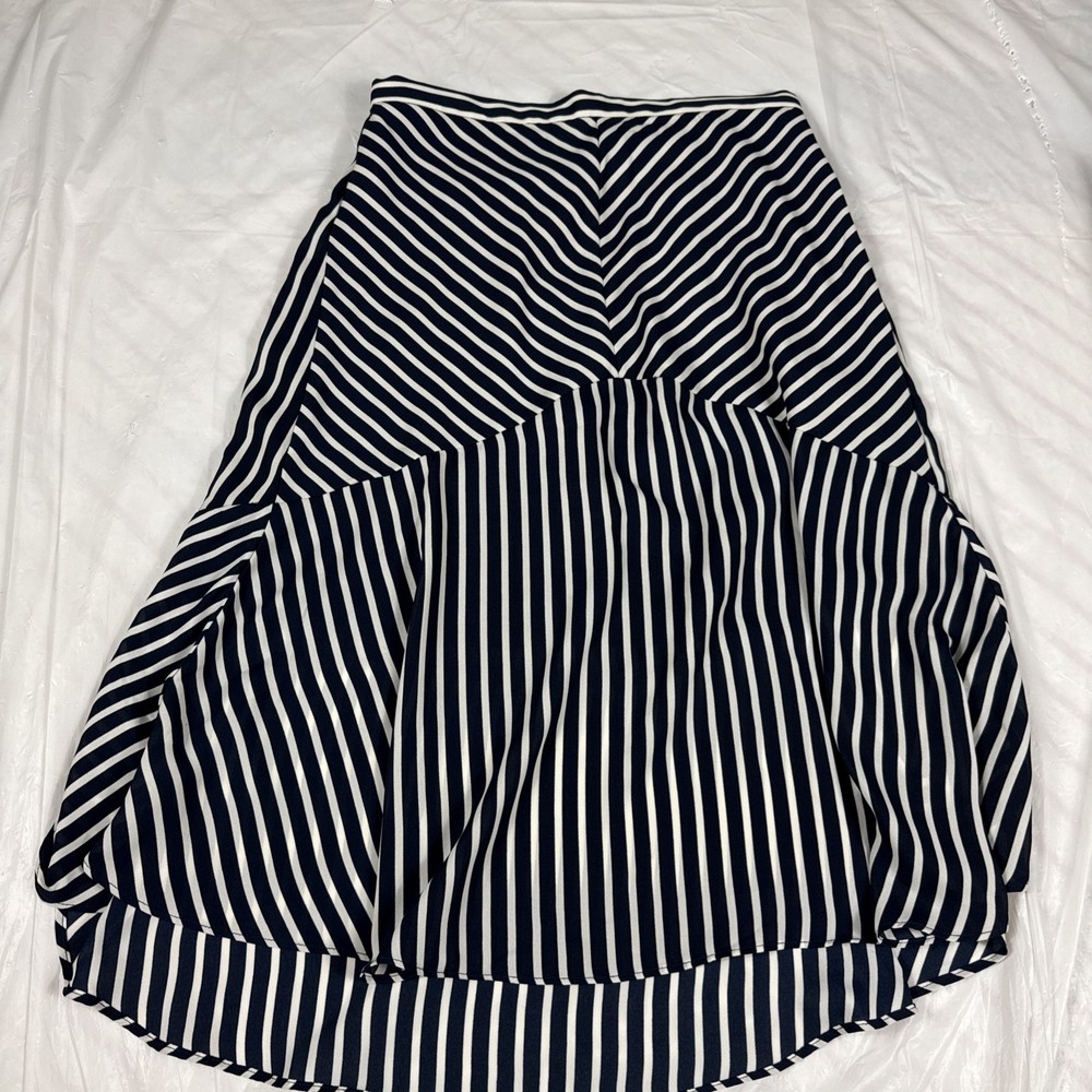 Banana Republic Women's 2 Petite Striped A-Line Skirt White Blue Lined NWT